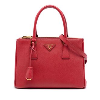 Prada Red Medium Saffiano Galleria Double Zip Satchel