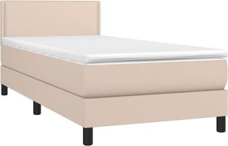 vidaXL Cama Box Spring Con Colch&oacute;n Cuero Sint&eacute;tico Capuchino 80x200 Cm Vidaxl