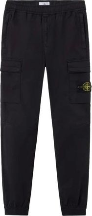 Stone Island Sweatpants, male, Black, W36, Cuffed Cargo Trousers