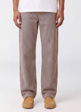 Ami Jeans wide leg a righe in denim di cotone con vita media a cinque tasche