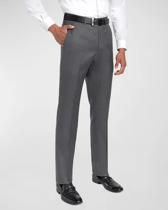 Santorelli Men & apos;s Loro Piana Wool Comfort Waistband Trousers