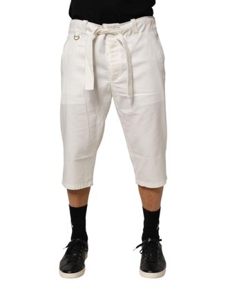 Dolce & Gabbana Mens Cotton Stretch Cropped Trousers White