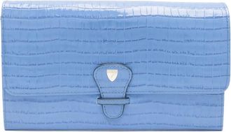 Aspinal of London Portafoglio goffrato con effetto coccodrillo - Blu