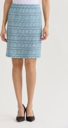 Ming Wang Tweed Knit Straight Skirt in Serene/nebula/lime/blk/wht at Nordstrom, Size Xx-Small P