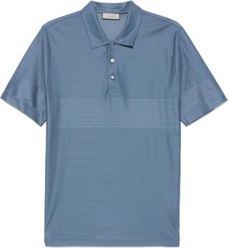 Canali Polo in cotone con ricamo logo - Blu