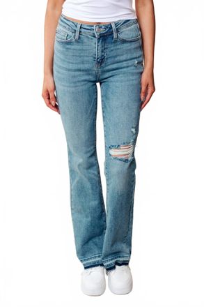 Judy Blue Mid Rise Distressed Released Hem Bootcut Jeans In Medium Wash