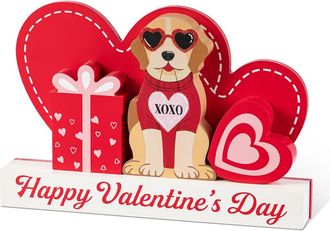 Glitzhome 12L Set of 4 Valentines Wooden Table Block in Red at Nordstrom, Size Medium