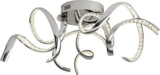 Searchlight Searchlight Twirls - Integrated LED 3 Light Flush Ceiling Light Chrome, Crystal Glass