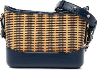 Chanel 2019 Small Rattan Gabrielle crossbody bag - women - Calf Leather/COTTON/ STRAW - One Size - Blue