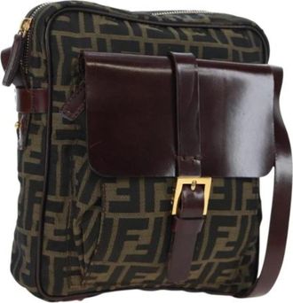 Fendi Pre-owned Zucca Canvas Shoulder Bag - Dames - Vintage Schoudertas - Bruin - ONE Size - Leer - Vintage