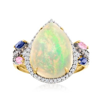 Ross-Simons Ethiopian Opal Ring With. Multicolored Diamonds and. Multicolored Sapphires in 14kt Yellow Gold