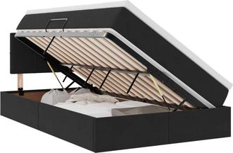 vidaXL Bed with Mattress with Headboard Black 120 x 190 cm Velvet vidaXL