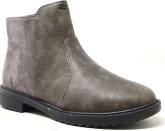 Generic Ladies Flat Ankle Boots Fur Lined Extra Warm Winter Boots for Women Anti Slip Comfortable Zip Up Shoes Faux Suede (Grey Two-Tone, Size 4)