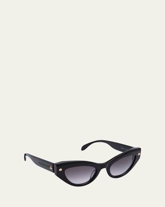 Alexander McQueen Acetate Cat-Eye Sunglasses w/ Studded Detail