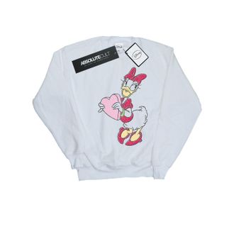 Disney Heren Daisy Duck Love Heart Sweatshirt (Wit)