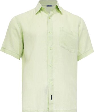 Ermenegildo Zegna Camp-Collar Oasi Shirt in Green Linen