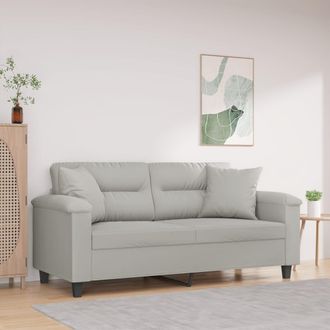 vidaXL Vidaxl - Divano 2 Posti Cuscini Grigio Chiaro 140 Cm Tessuto Microfibra