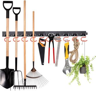 OEM Organizador De Garaje, Sistema De Almacenamiento Ajustable De 162 Cm Con 16 Ganchos, 4 Rieles, Estante De Almacenamiento De Herramientas Montado En La