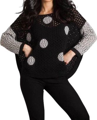 French Kyss Crochet Dot Poncho In Frostblack