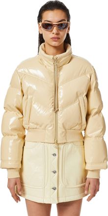 Diesel Quilted-vinyl down bomber jacket - Winter Jackets - Woman - Beige