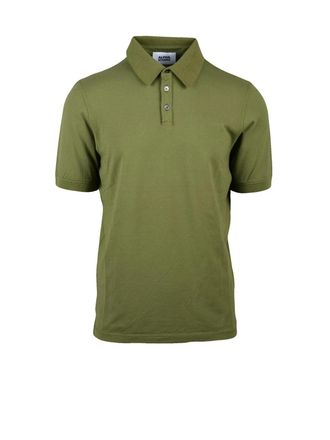 Alpha Studio Military Green Cotton Elastane Stretch Polo Shirt
