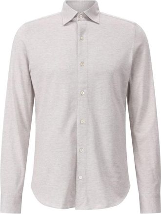 Finamore Overhemden, Heren, Beige, S, Kasjmier, Elegante Toronto Overhemd met Kasjmier