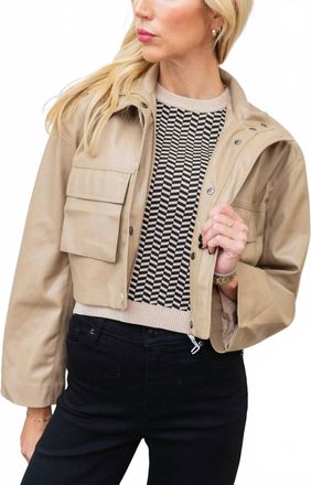 Elan Cropped Vegan Leather Jacket In Macchiato