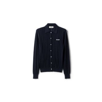 Miu Miu Buttoned Cashmere Cardigan, Woman, Navy, Size 36