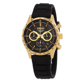 Seiko Chronograph Quartz Black Dial Mens Watch SSB446P1