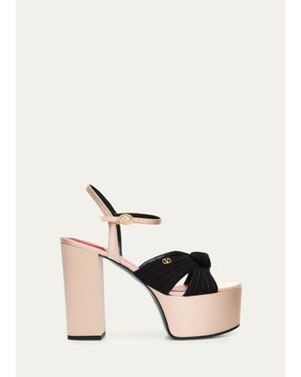 Valentino Garavani 125mm Crasher Vlogo Leather Platform Sandals