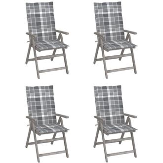 vidaXL Vidaxl - Sillas Reclinables Jard&iacute;n Y Cojines 4 Uds Madera Maciza Acacia