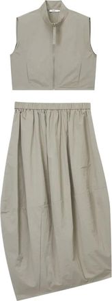 B+ab Set top smanicato e gonna con zip - Toni neutri