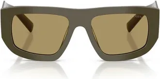 Prada 53mm Irregular Shield Sunglasses in Laurel/green Olive at Nordstrom