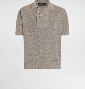 Dolce & Gabbana Cotton And Linen Polo Shirt - Man Sweaters And Cardigans Multicolor 46