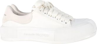 Alexander McQueen Alexander McQueen Pre-owned Womens Deck Skate Plimsoll Sneakers in White Canvas - Ecru - Size EU 40