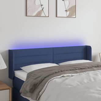 vidaXL Cabecero Con Led De Tela Azul 147x16x78/88 Cm Vidaxl