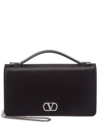 Valentino Vlogo Satin Wallet On Chain