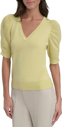 DKNY Dkny V-Neck Twist Sleeve Top