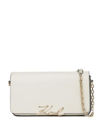 Karl Lagerfeld logo cross body bag - women - Leather - One Size - Neutrals