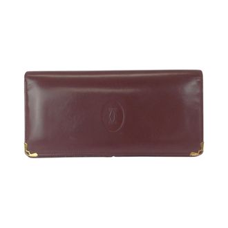 Cartier Wine Red Leather Long Wallet (Bi-Fold) (Pre-Owned)