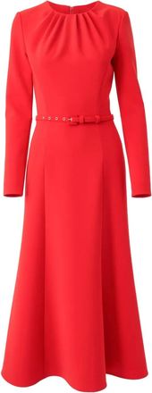Carolina Herrera Abito midi con cintura - Rosso