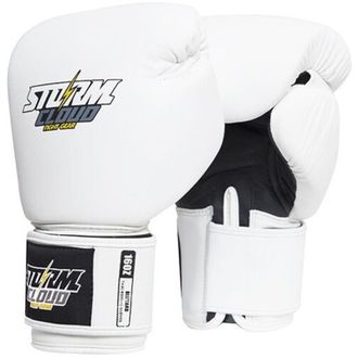 OEM Guantes De Muay Thai Stormcloud Blizzard Classic De Cuero Genuino, Color Blanco, 340 G