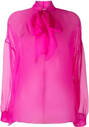 Valentino Garavani tie-fastening sheer blouse - women - Silk - 44 - Pink