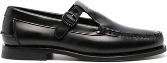 Hereu Loafers, male, Black, Size: 12 US Black Leather T-Bar Strap Shoes