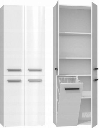 Hucoco Hucoco - Rory Mueble De Ba&ntilde;o Con Cesta Tiradores Minimalistas Dimensiones: 174x60x30 Columna De Almacenamiento