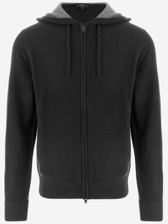 Vince Black Zip-Up Hooded Cashmere Hoodie