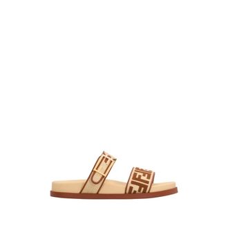 Fendi Schoenen, Dames, Beige, 38 EU, Leer, Feel Slides