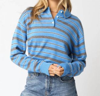Olivaceous Striped Knit Top In Blue