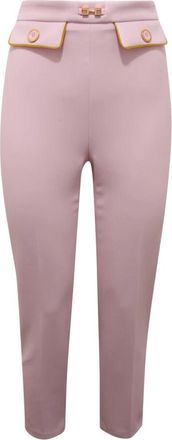 Elisabetta Franchi Pa-T71-51E2 Slim-fit Broek - Dames - Slim Fit Broeken - Roze - XS - Leer - Broeken