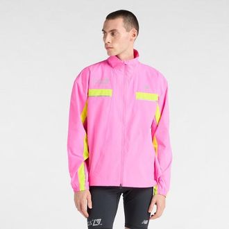 New Balance Mens London Edition Finisher Marathon Jacket in Pink Polyester, size 2X-Large